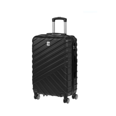 Troler Travel cu dungi reliefate, 60 L, 3 manere si 4 roti rotative, Negru foto