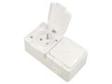 Conector alimentare AC 2P+PE 250VAC 16A albă pentru perete