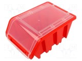 Cuvă roșie KISTENBERG cu blocare clichet 230x160x120mm pentru depozitare componente mici