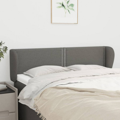 vidaXL Tăblie de pat cu aripioare gri &amp;icirc;nchis 147x23x78/88 cm textil foto