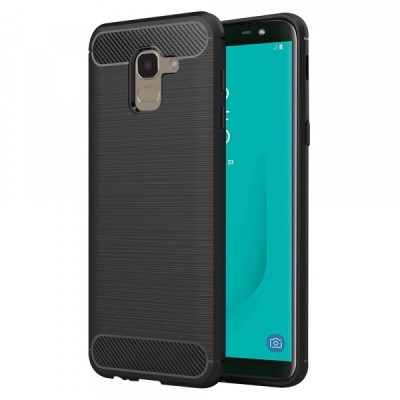 Husa pentru Samsung Galaxy J6 J600, Techsuit, Carbon, Neagra foto