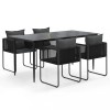 Set de servit masa pentru gradina, 5 piese, negru