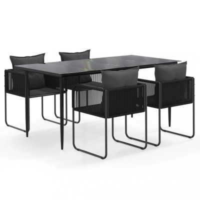 Set de servit masa pentru gradina, 5 piese, negru foto