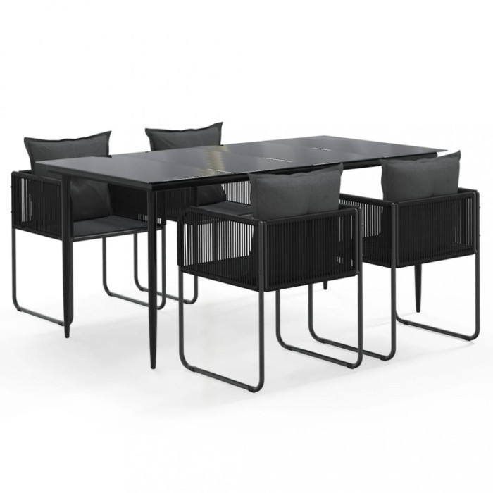 Set de servit masa pentru gradina, 5 piese, negru