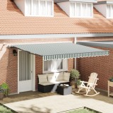 vidaXL Marchiză Retractabilă Automată cu LED Verde și Alb 400x300 cm