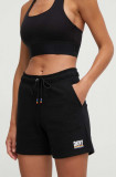 Cumpara ieftin Dkny pantaloni scurti femei, culoarea negru, cu imprimeu, high waist