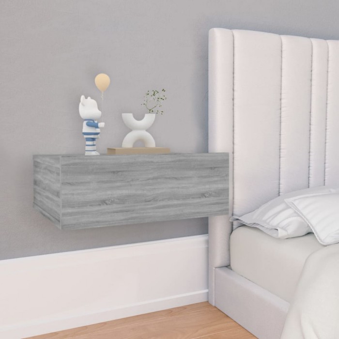 vidaXL Noptieră plutitoare, gri sonoma, 40x30x15 cm, lemn prelucrat