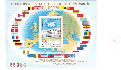 ROMANIA 1983 LP 1086 C.S.C.E. MADRID COLITA NEDANTELATA MNH foto