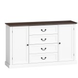 HOMCOM Credență de Bucătărie, Mobilier de Bucătărie cu 4 Sertare Soft Close, Blat Gros, Bufet cu Rafturi Reglabile, Stil Rustic, pentru Sufragerie, Sa