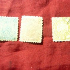 3 Timbre Bolivia 1887 si 1894 - Stema ,stampilate