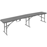 Banca pliabila, imitatie lemn, HDPE si otel, 183x28x43 cm, gri inchis Household NewTrend