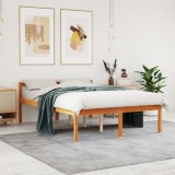 Cumpara ieftin Pat pentru seniori, maro ceruit, 135x190 cm, lemn masiv de pin