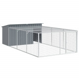 Cumpara ieftin Cusca pentru caini cu spatiu de joaca, antracit, 197x396x110 cm, otel galvanizat
