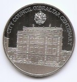 Gibraltar 5 Pounds 2021 - Centenarul Consiliului Local Gibraltar, Cupru-nichel, 38,61 mm KM-New UNC !!!