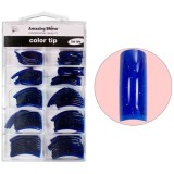 Cumpara ieftin Tipsuri colorate, bleumarin, &icirc;n cutie, 100buc, nr.1 - 10, AMAZING SHINE