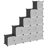 Cumpara ieftin Organizator cub de depozitare cu usi, 15 cuburi, negru, PP