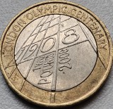 2 pounds 2008 Marea Britanie, London Olympic Centenary, km#1105, Europa