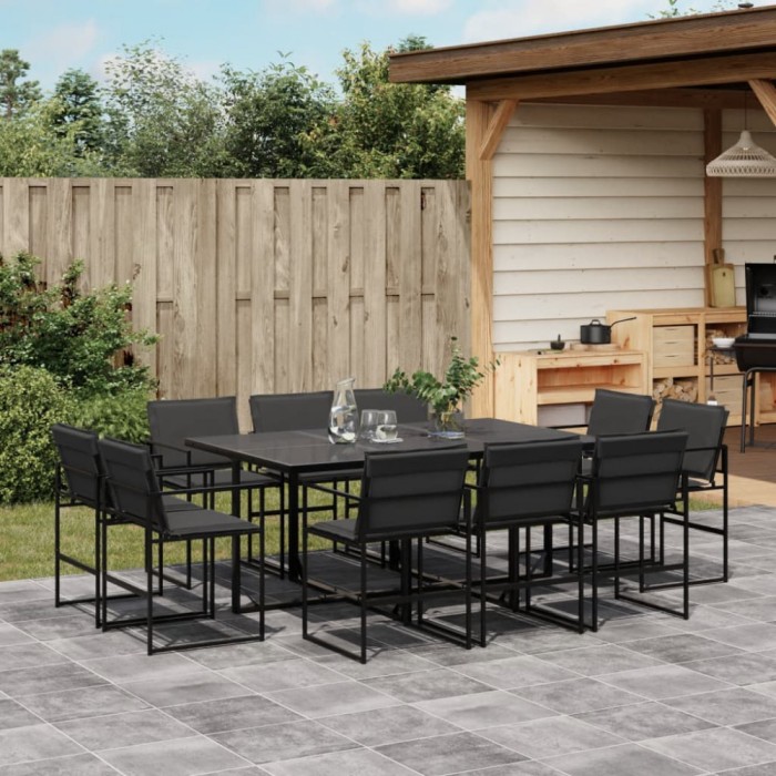 Gossi set mobilier de gradina, 11 piese, cu perne, negru, textilena