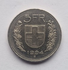 Elvetia 5 Francs 2004 _ moneda din nichel _ km # 40a _ tiraj mic rara