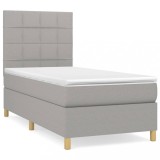 Cumpara ieftin Pat continental cu saltea, gri deschis, 80x200 cm, textil