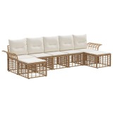vidaXL Set de canapele de exterior 7 pcs Alb Natural și Crem Poliester 3437746
