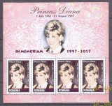 ROMANIA 2017 LP 2158 20 ani moartea Printesei de Wales Diana SUPRATIPAR, MNH