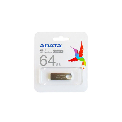 Memory stick USB 2.0 Adata UV210 64 GB metalic, fara capac foto