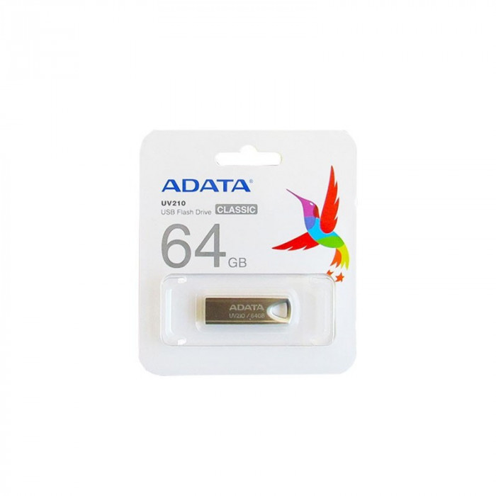 Memory stick USB 2.0 Adata UV210 64 GB metalic, fara capac