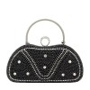 Geanta clutch neagra SOFILINE, eleganta, cu perle si pietricele, de mana/umar, 21x11x4 cm