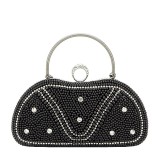 Geanta clutch negru cu perle si pietricele BME-22732 05