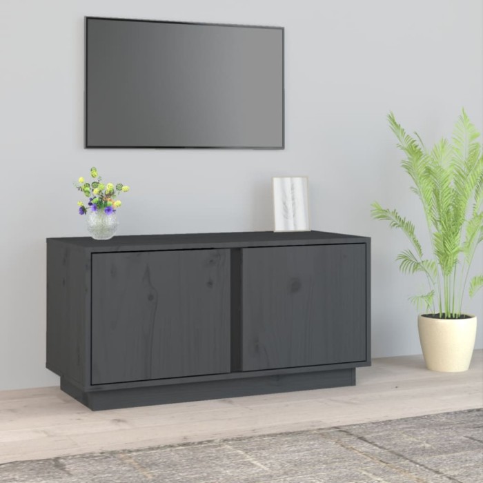 vidaXL Comodă TV, gri, 80x35x40,5 cm, lemn masiv de pin
