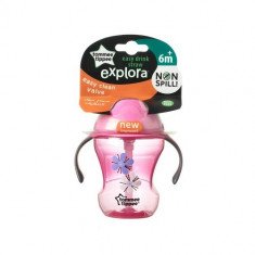 Cana Explora Easy Drink cu Pai 230 ml Roz foto