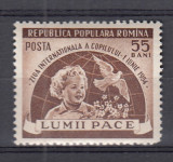 ROMANIA 1954 LP 369 ZIUA INTERNATIONALA A COPILULUI SARNIERA, Nestampilat