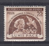 ROMANIA 1954 LP 369 ZIUA INTERNATIONALA A COPILULUI SARNIERA, Nestampilat