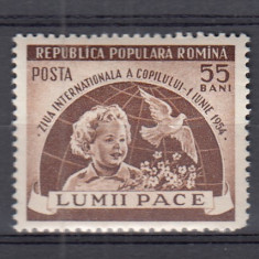 ROMANIA 1954 LP 369 ZIUA INTERNATIONALA A COPILULUI SARNIERA