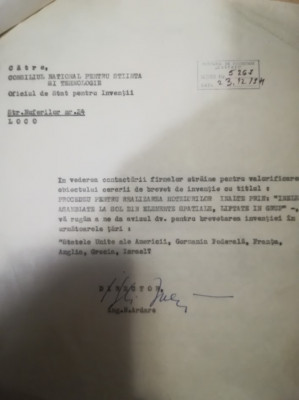1974 Documente brevet inventie CONSTRUCTIE HOTELURI INALTE Carpati Bucuresti foto