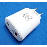 Incarcator retea rapid, 230V, 20W, 1xUSB-C, 1xUSB 3.0, PD, 18W, Quick Charge, Alb