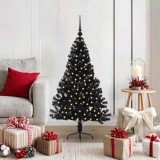 VidaXL Pom de Crăciun artificial pre-iluminat Negru 120 cm PVC 3397116