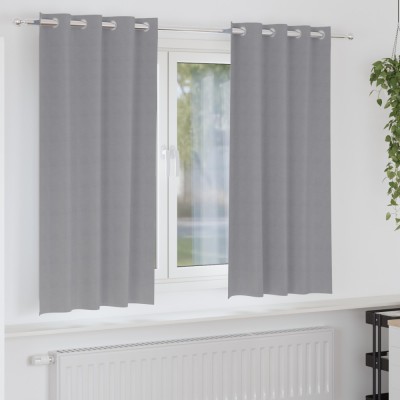 vidaXL Perdele cu perdele 2 pcs Gri deschis 175 x 140 cm Poliester foto