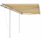 vidaXL Copertină retractabilă automat cu st&acirc;lpi, galben/alb, 3x2,5 m