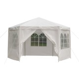 Pavilon gradina cu structura metalica, 6 pereti laterali detasabili, alb, 378x330x260 cm Household NewTrend