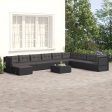 Cumpara ieftin Set mobilier de grădină cu perne, 10 piese, negru, poliratan