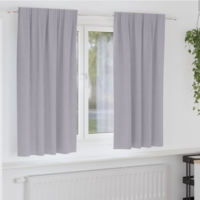 vidaXL Perdele cu perdele 2 pcs Gri metalic 175x140cm Poliester 4107469