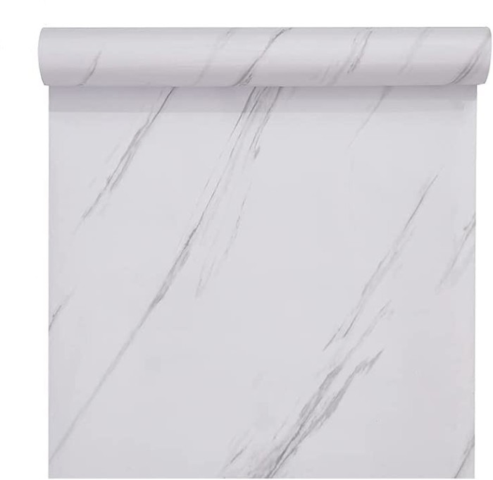 Tapet autoadeziv tip marmura, alba, 60x 300 cm