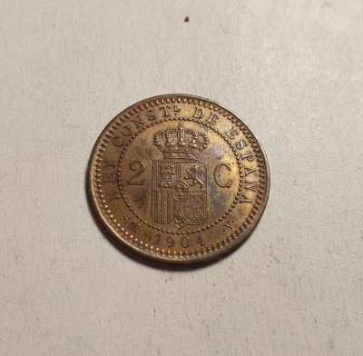 Spania 2 Centimos 1904 UNC foto