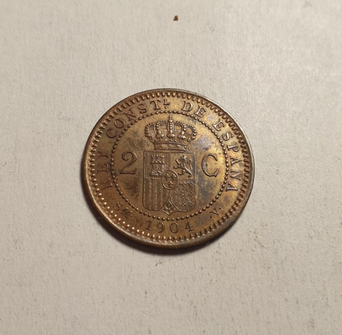Spania 2 Centimos 1904 UNC