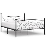 vidaXL Cadru de pat cu bază din șipci, negru, 180 x 200 cm, metal