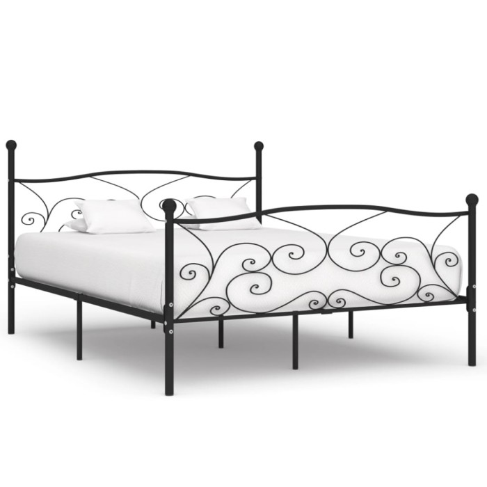vidaXL Cadru de pat cu bază din șipci, negru, 180 x 200 cm, metal
