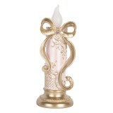 Cumpara ieftin Decoratiune Craciun cu led Lumanari polirasina aurie roz 10x10x25 cm
