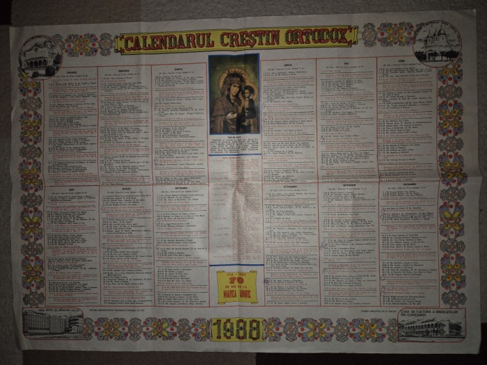 calendar de perete crestin ortodox - din anul 1988